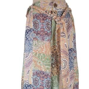 RACHEL Zoe Palazzo Pants 100% Linen Graphic Boho Summer Preppy Resortwear Large